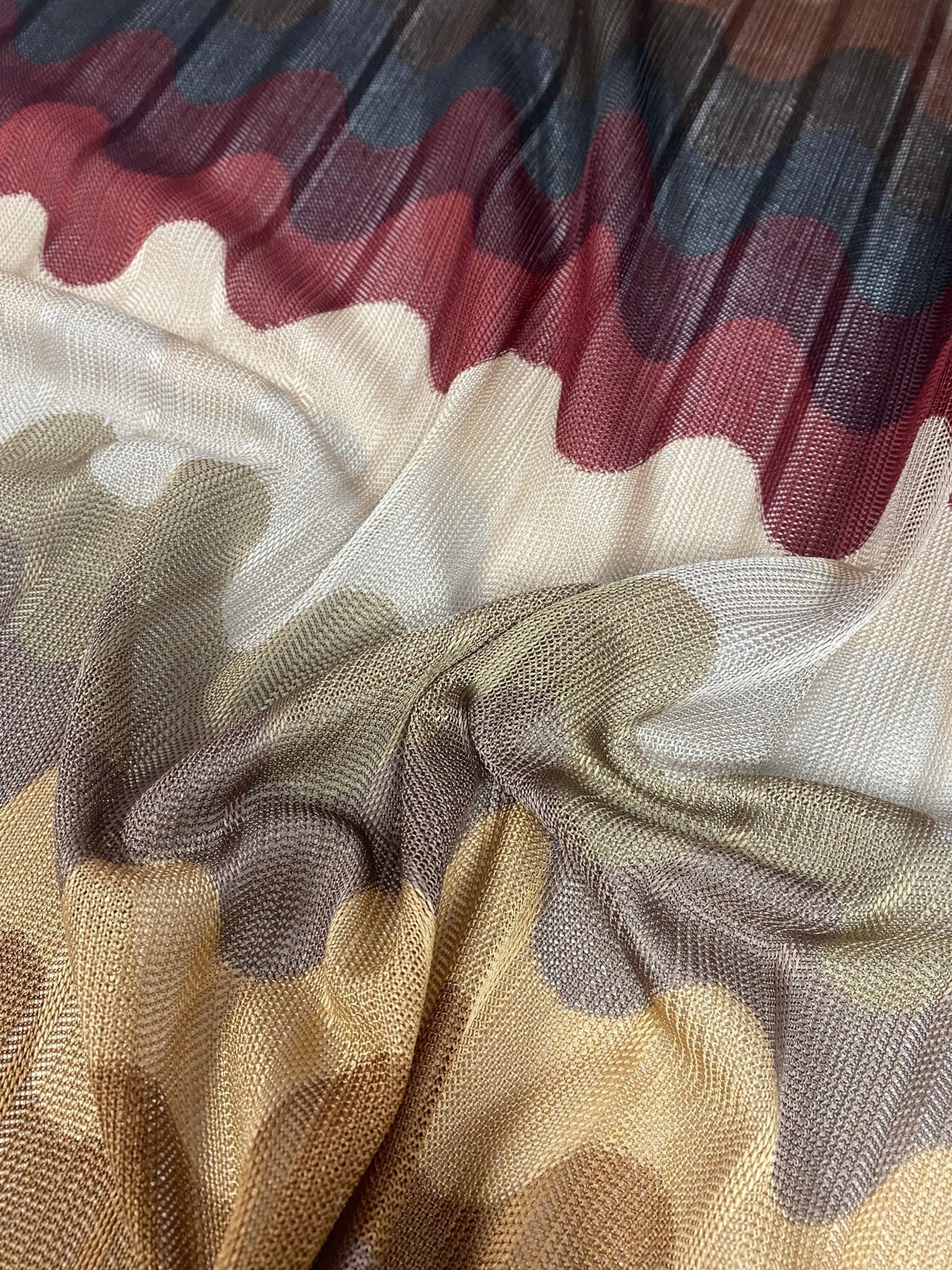 Multicolor Pleated Wave Fabric