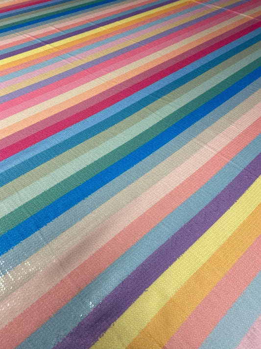 Multicolor Rainbow Striped Fabric