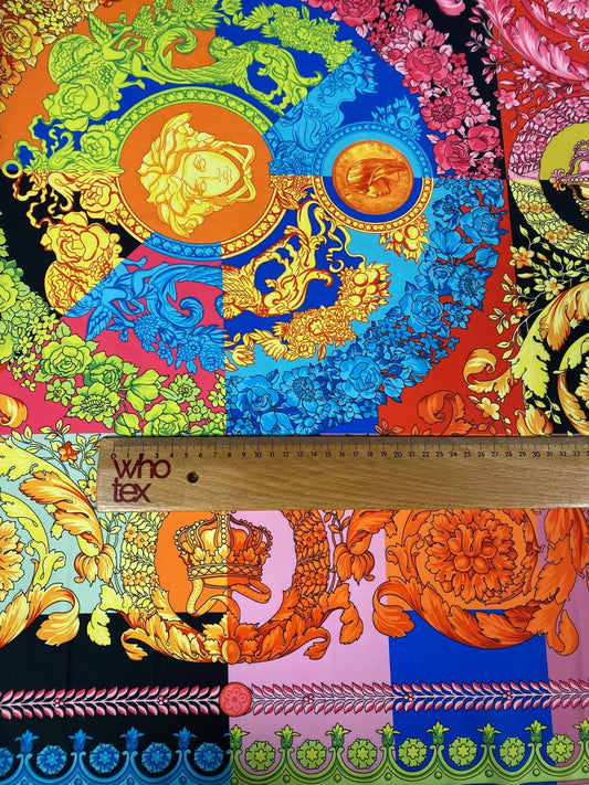 Multicolour Baroque Crepe Fabric by the Metre – Vibrant Style