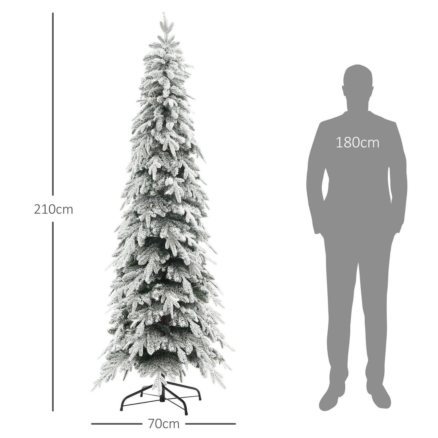 7ft Slim Christmas Tree Artificial - White Frosted Green Slim 800 Tips