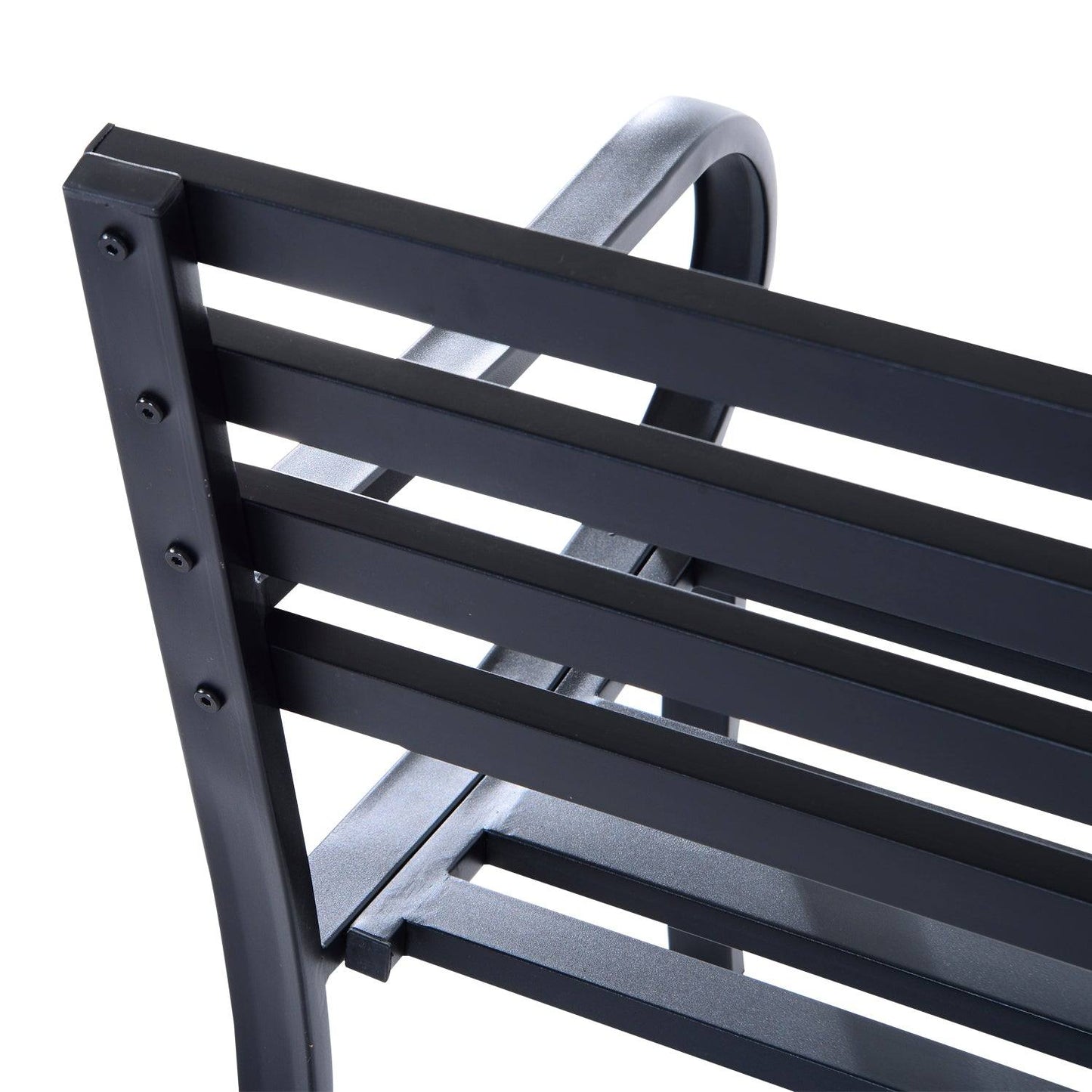 Stylish 2 Seater Metal Garden Porch Chair Bench Stable Patio Outdoor Park Metal Bench - Black