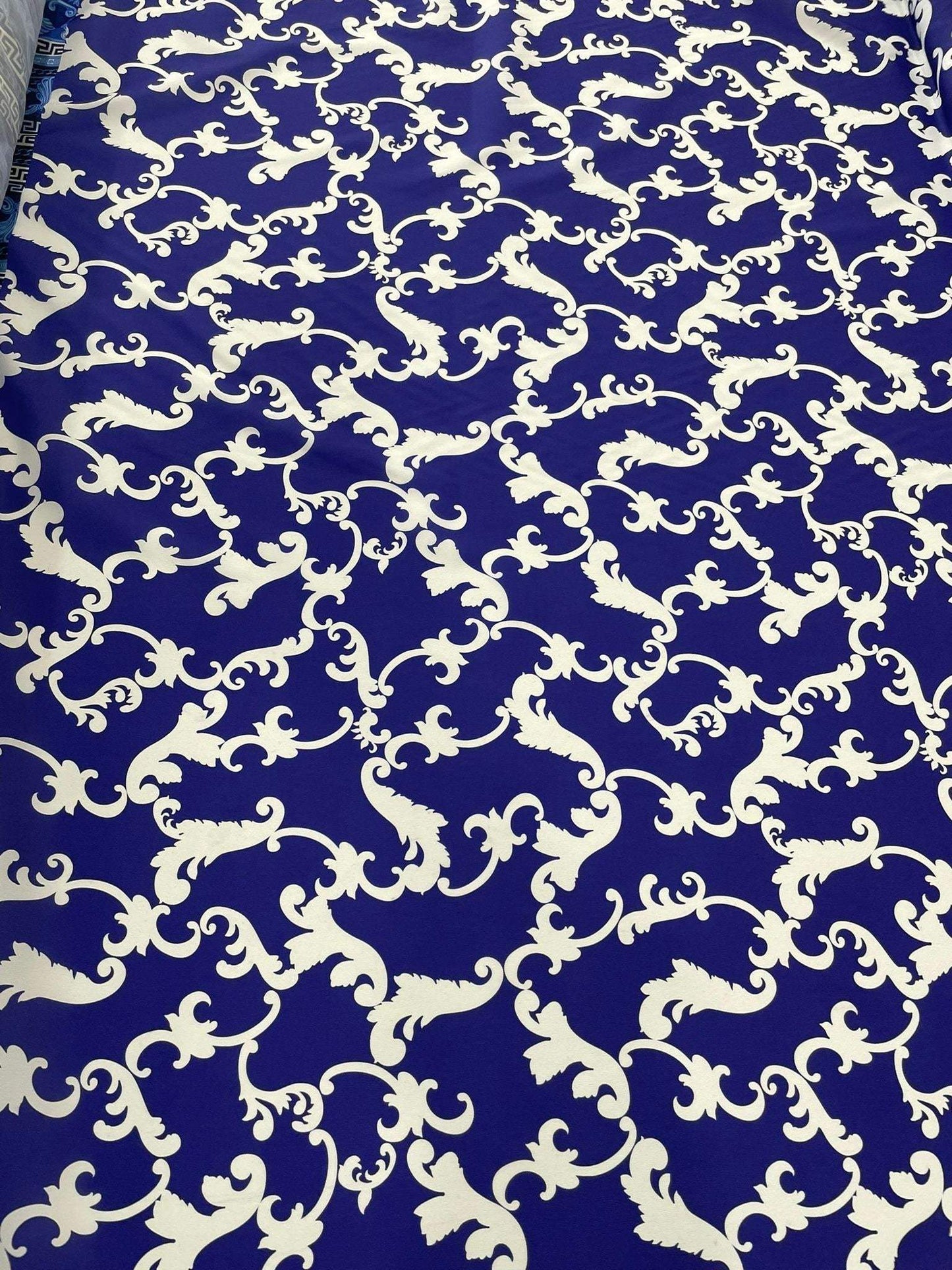 Baroque Navy Blue Fabric – Fabric by Metre, Multiple Options for Sewing & Dressmaking