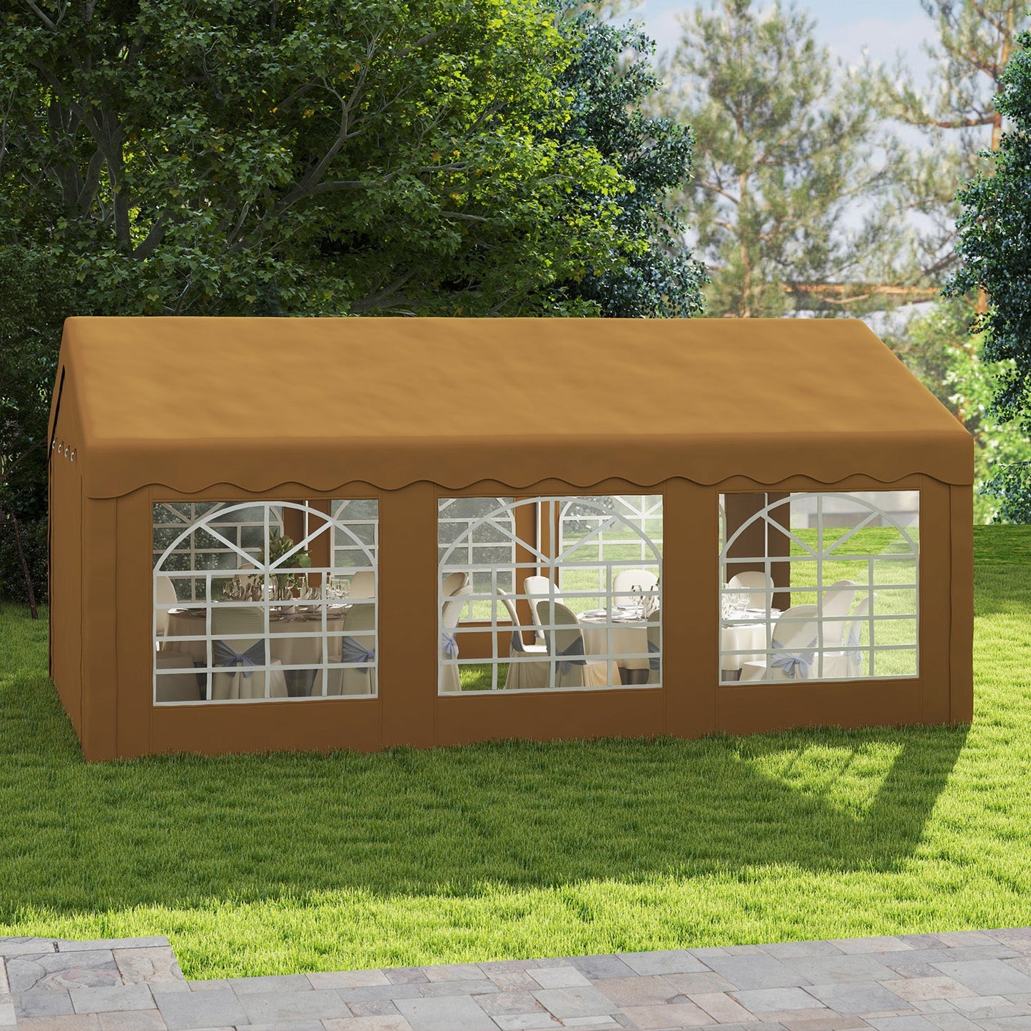 Outsunny 6m Garden Gazebo Carport Shelter w/ Removable Sidewalls, Yellow