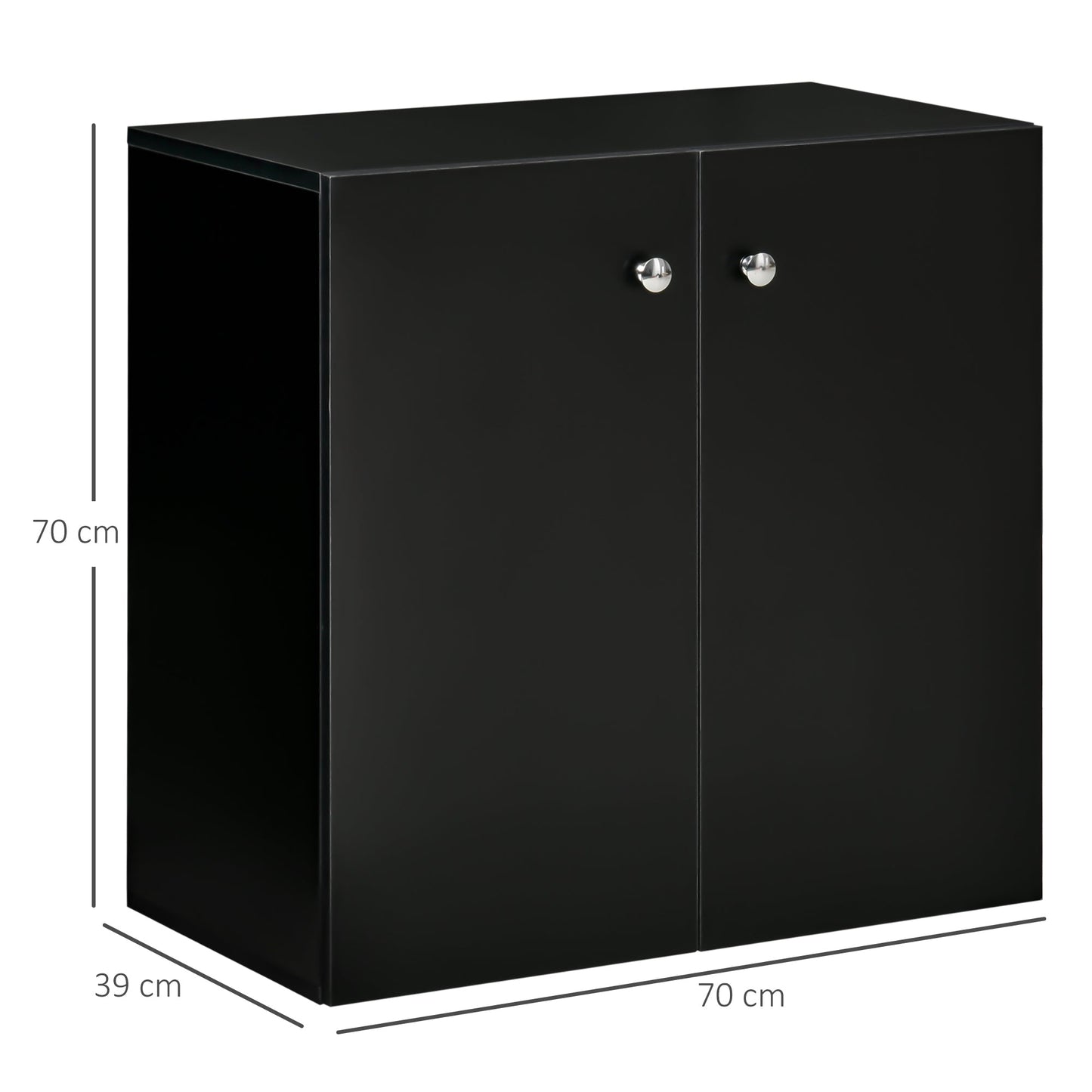 Storage Cabinet With Two Shelves Wooden Sideboard Freestanding Kitchen Cupboard Bookcase Black