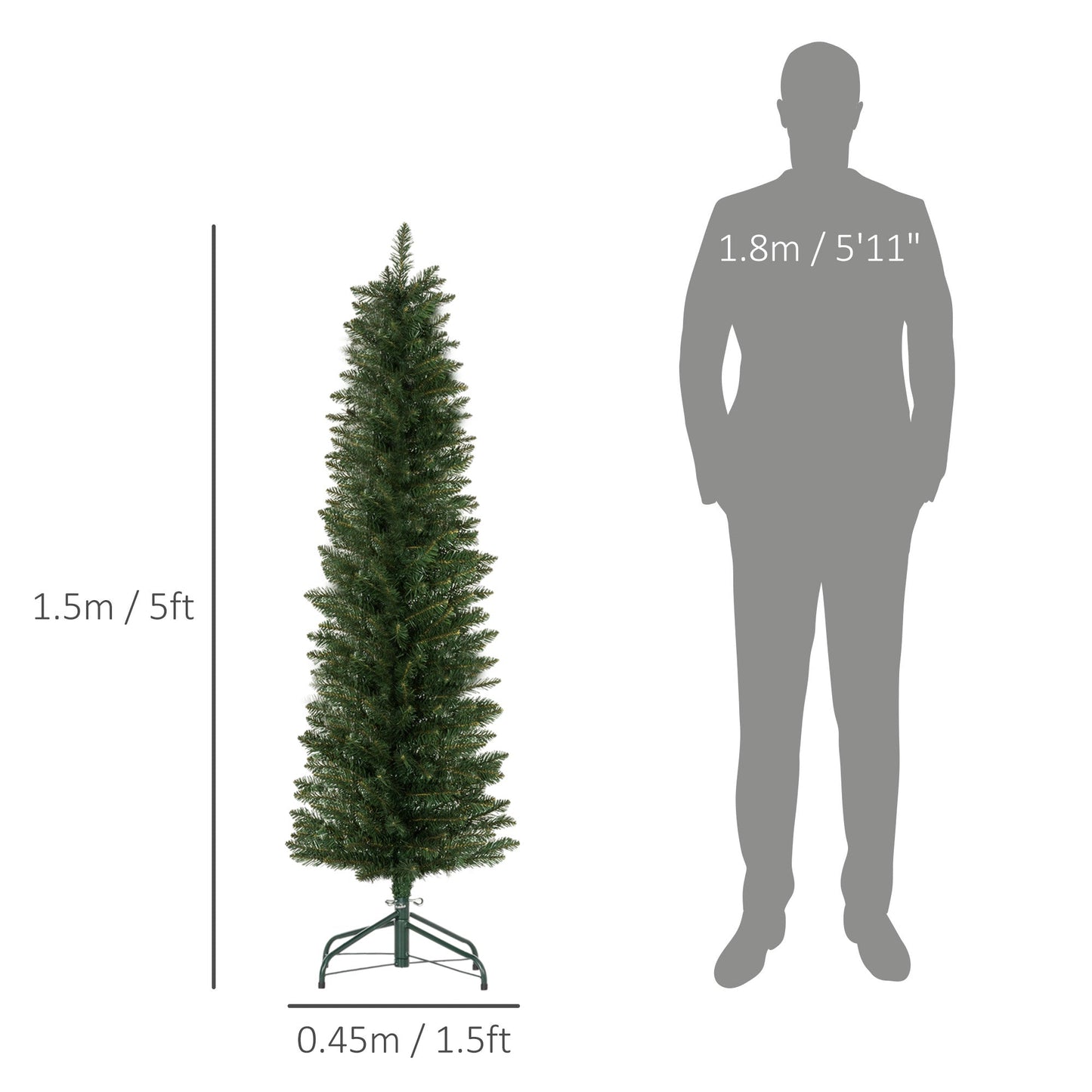 5ft Slim Christmas Tree Artificial - 263 Tips