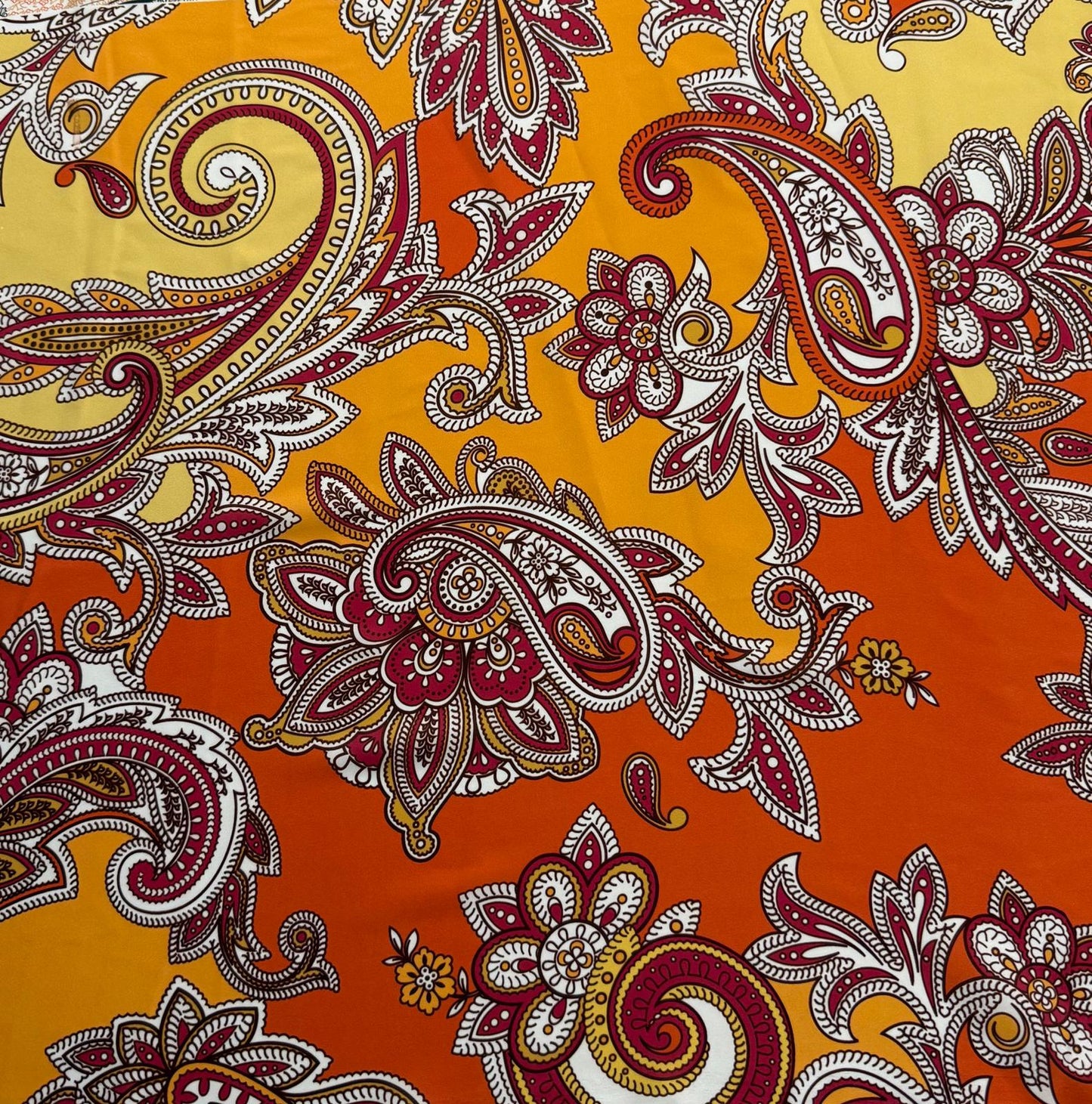 Orange & Pink Paisley Fabric by the Metre