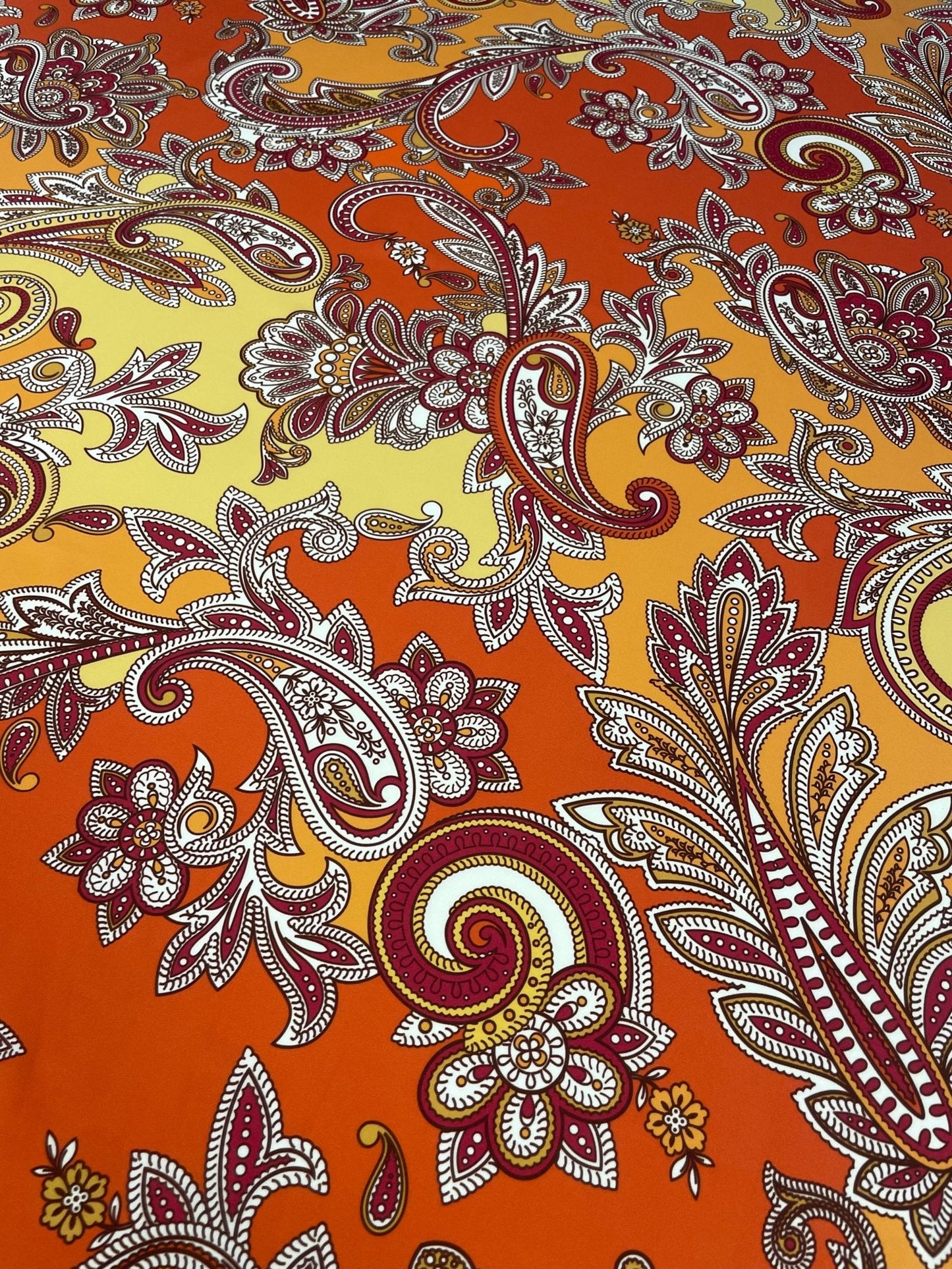 Orange & Pink Paisley Fabric by the Metre – Vibrant Design