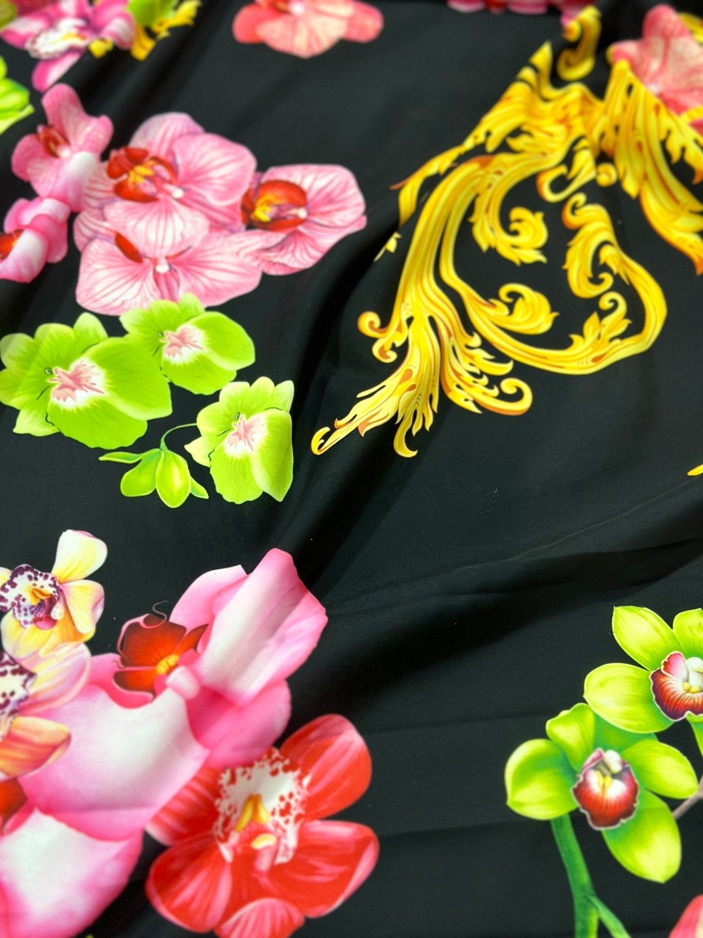 Orchid Baroque Floral Fabric