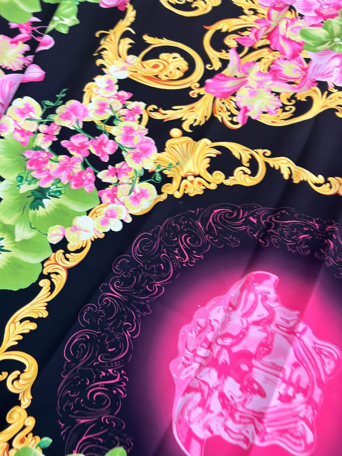 Orchid Floral Swirl Print Fabric