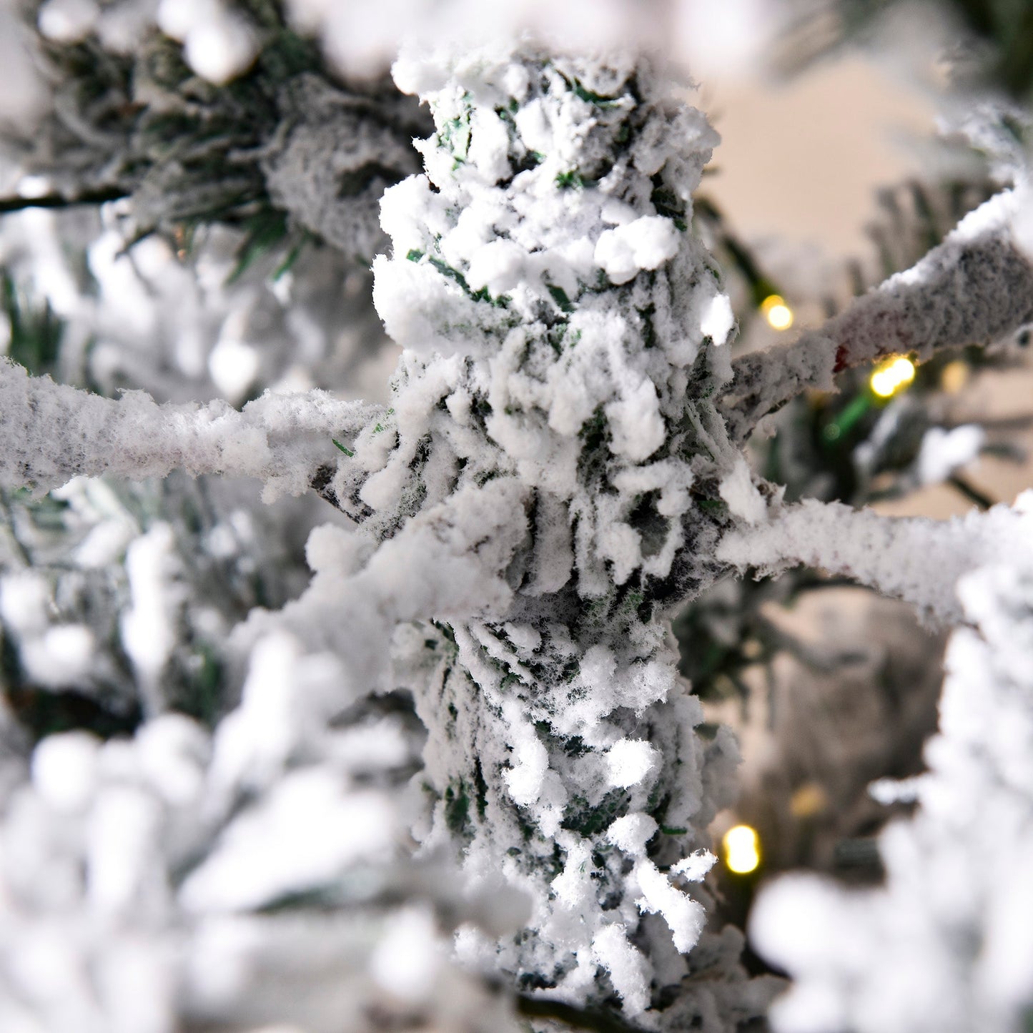 6FT Prelit Artificial Snow Flocked Christmas Tree with Warm White LED Light