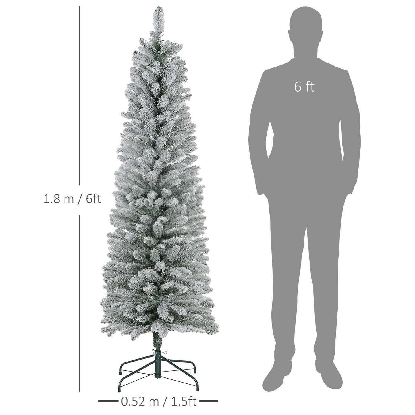 6ft Slim Christmas Tree Artificial - White Frosted Green 329 Tips