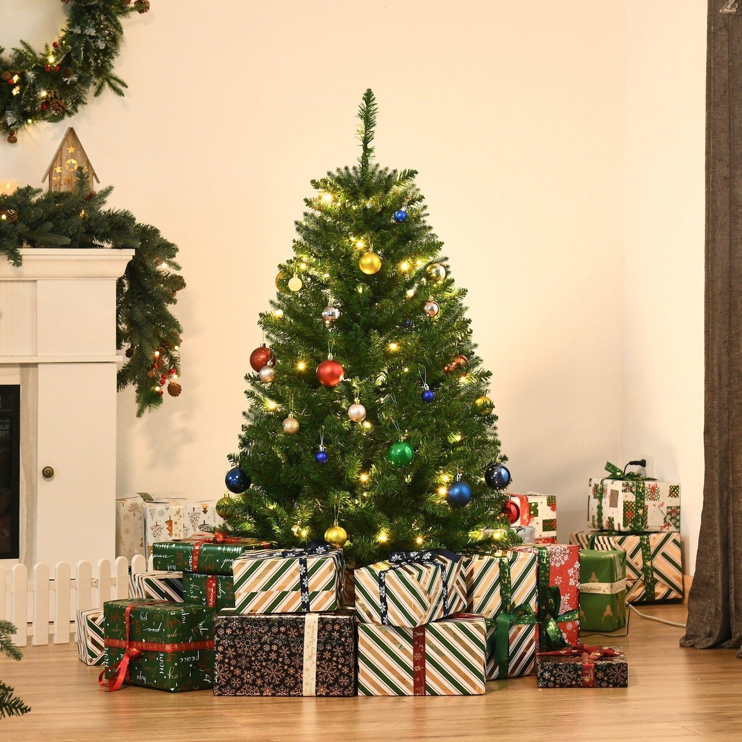 4FT Prelit Artificial Christmas Tree with Warm White LED Light Holiday Home Decoration