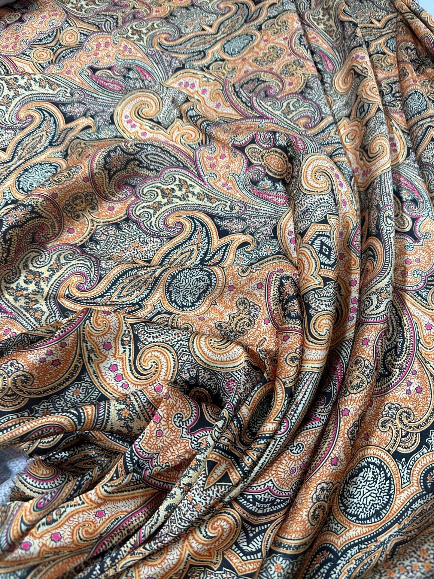 Black and Orange Paisley Fabric