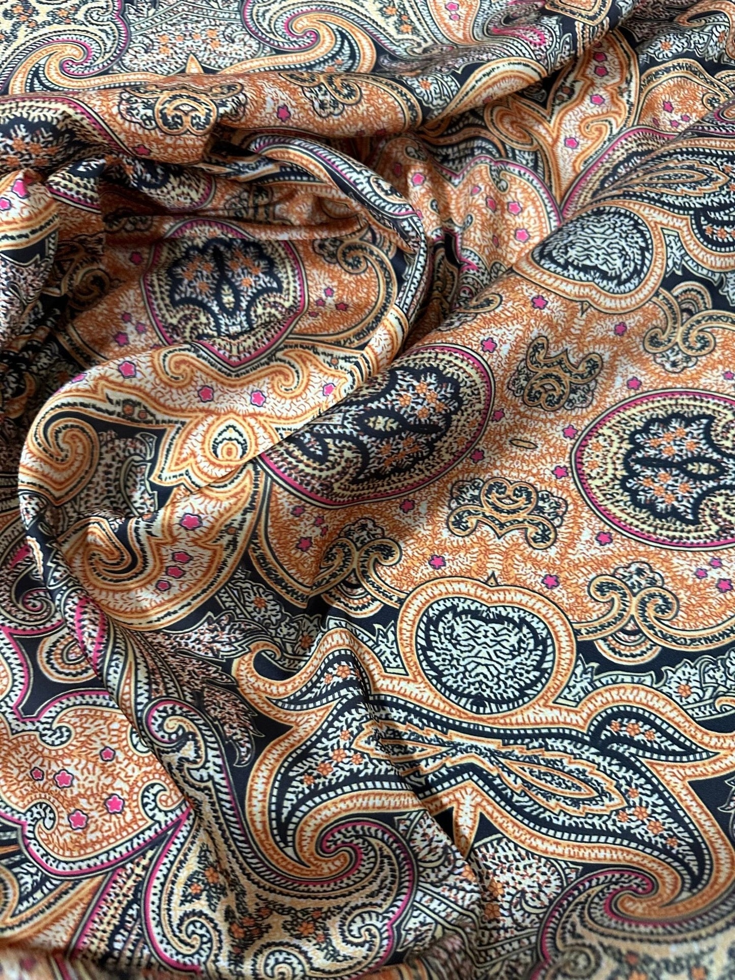 Black and Orange Paisley Fabric