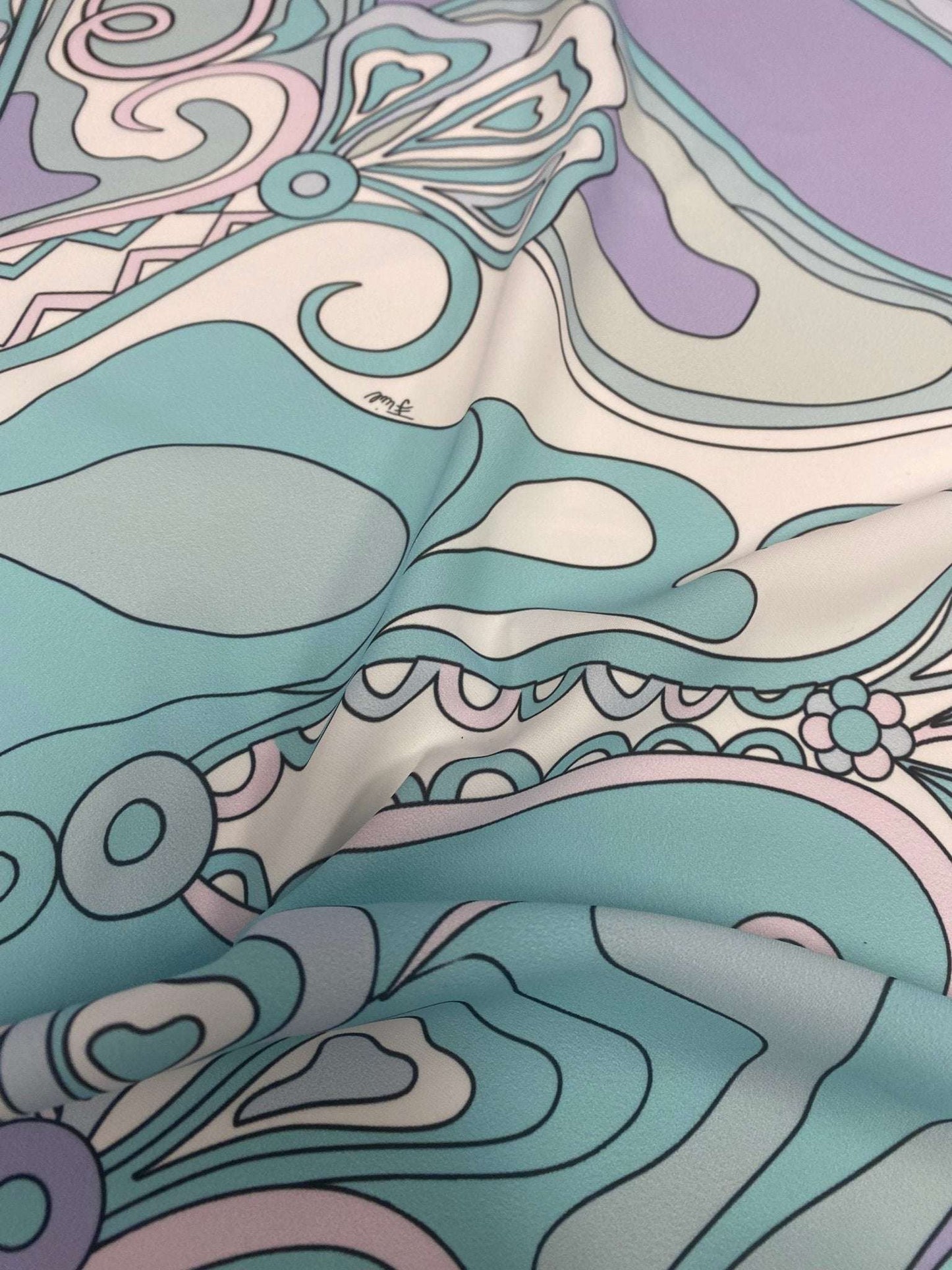 Pastel Abstract Swirl Print Fabric – Custom Printed Fabric, Choose Material by Metre