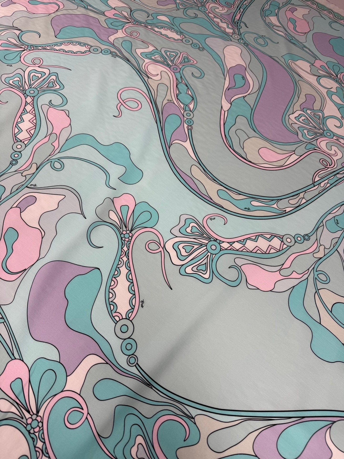 Pastel Psychedelic Swirl Organic Cotton Poplin Fabric by the Metre