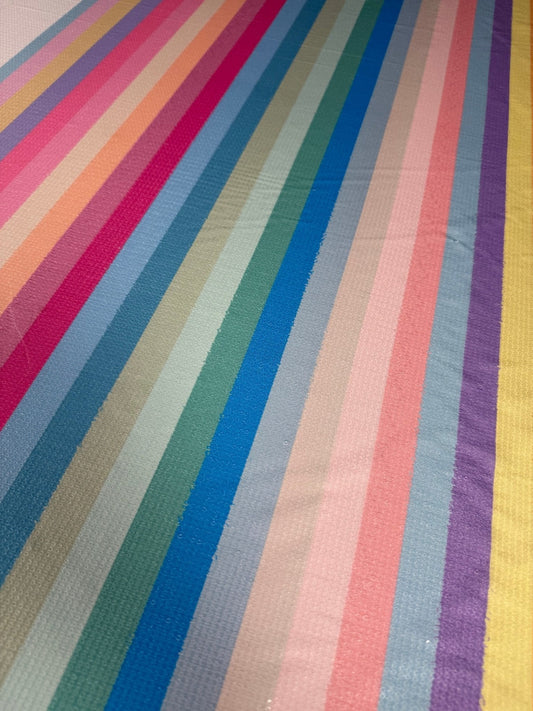 Pastel Rainbow Sequin Striped Fabric by the Metre