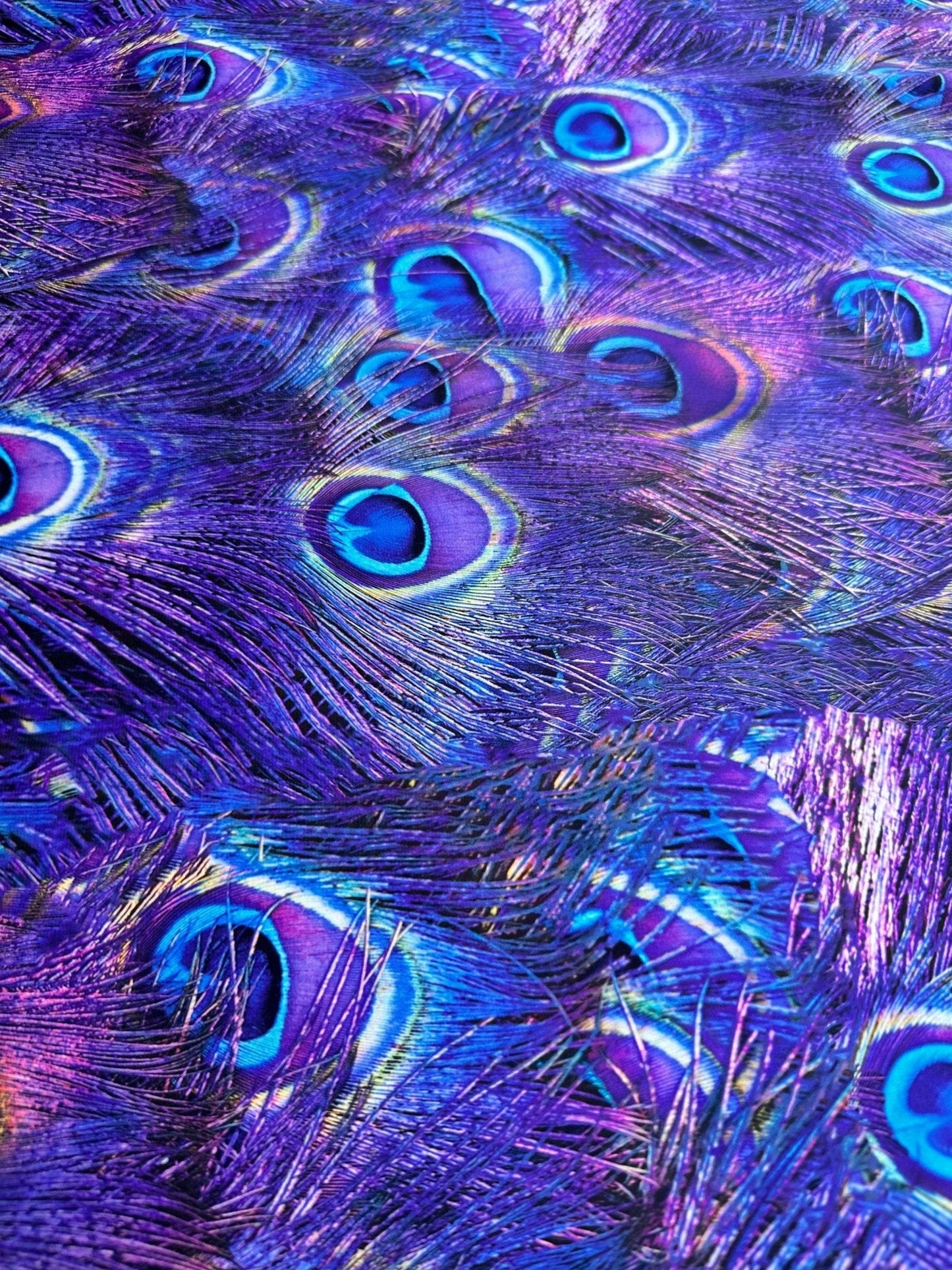 Purple Peacock Feather Pattern Fabric