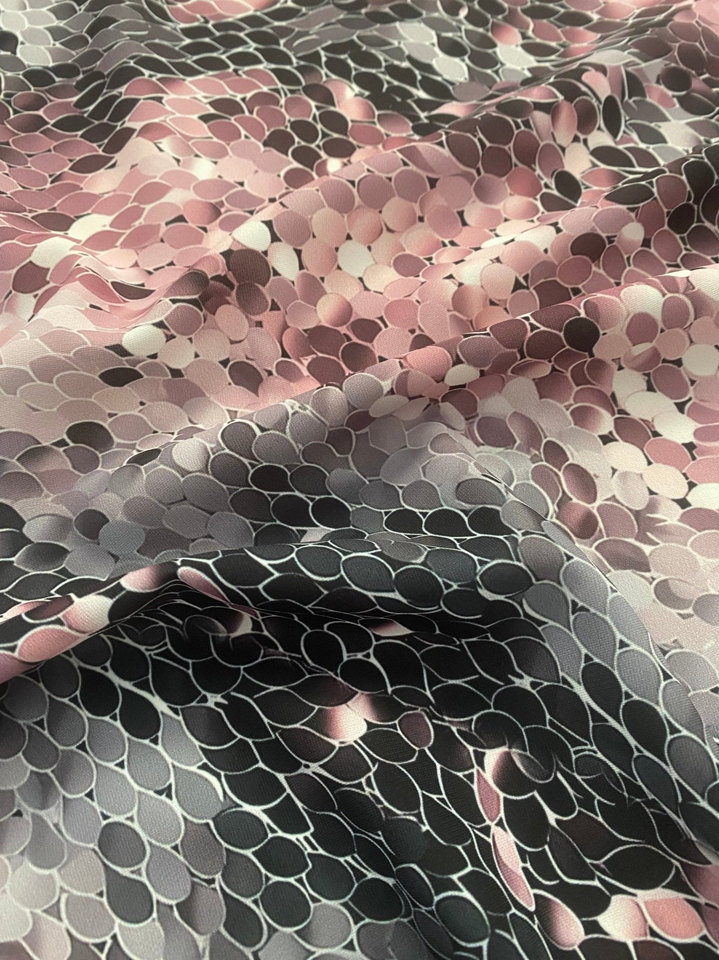 Pink and Black Abstract Scales Print Fabric