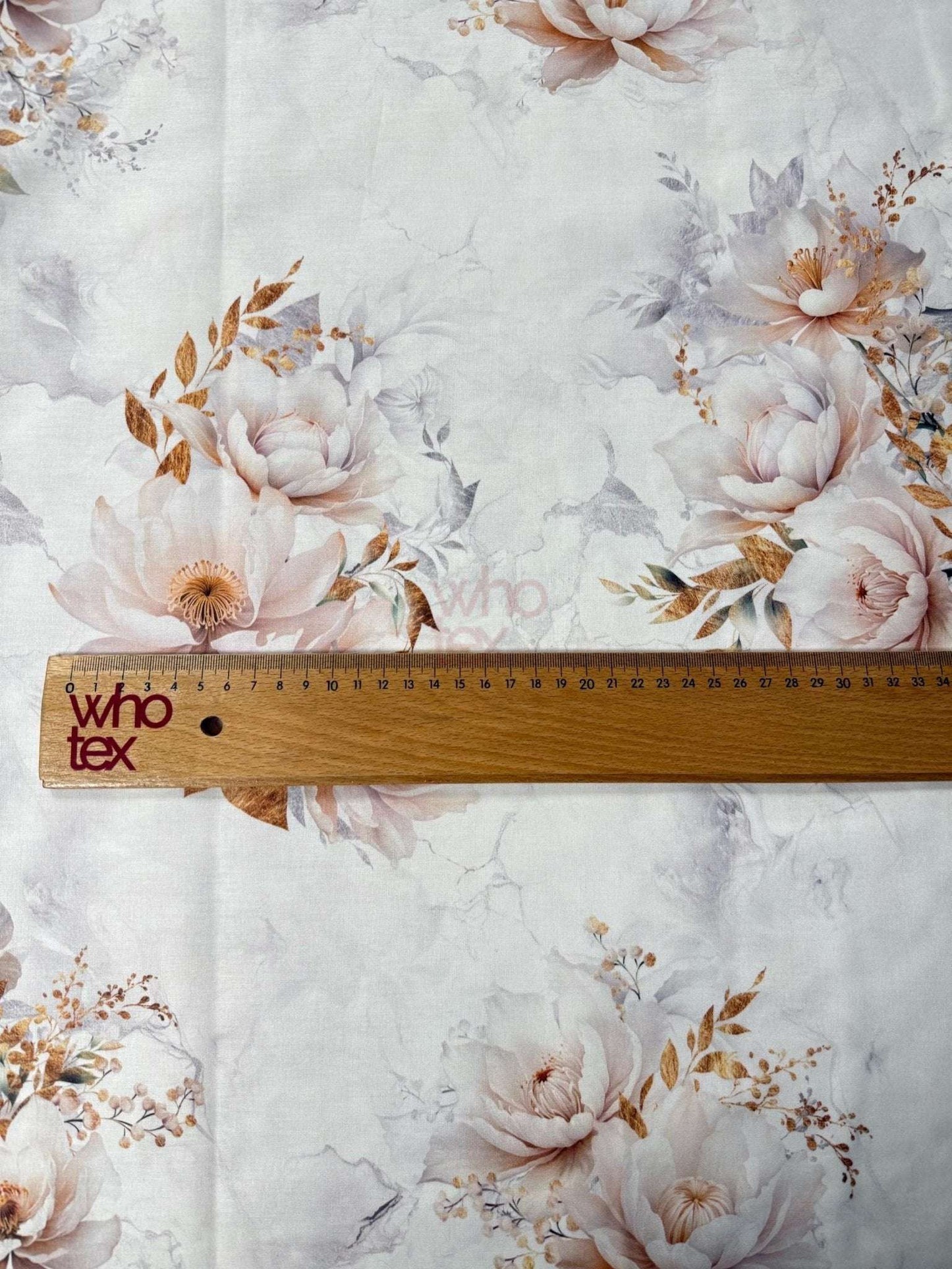 Pink And White Roses Poplin Fabric, Cotton Fabric By The Yard, 240 Cm / 95 Inches Width