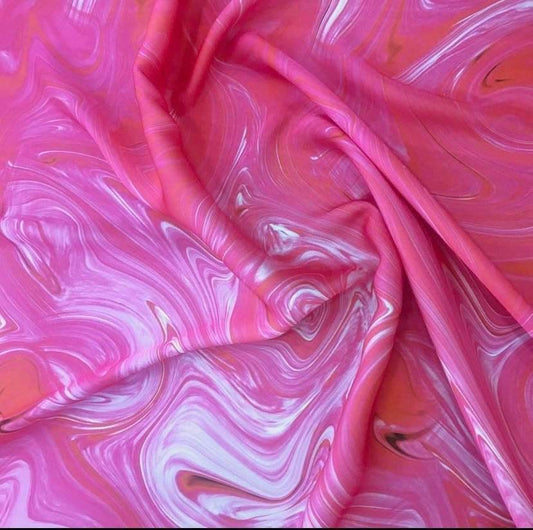 Pink Tie Dye Fabric – Available in Satin, Crepe, Spandex & Chiffon | By Metre