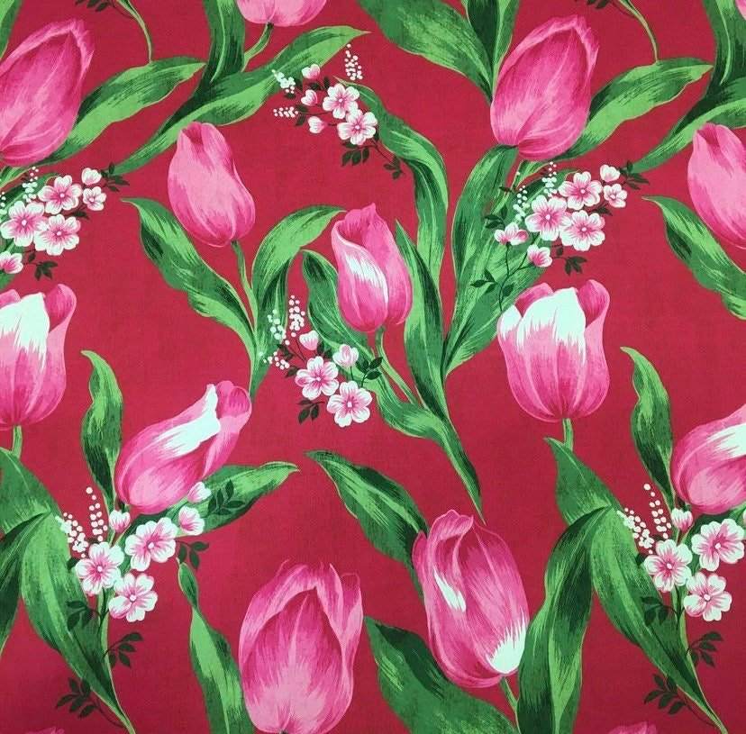 Pink Tulip Fabric – Fabric by Metre, Multiple Options for Sewing & Dressmaking
