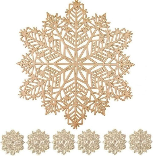 6pc Set Gold Vinyl Snowflake Placemat and Coasters