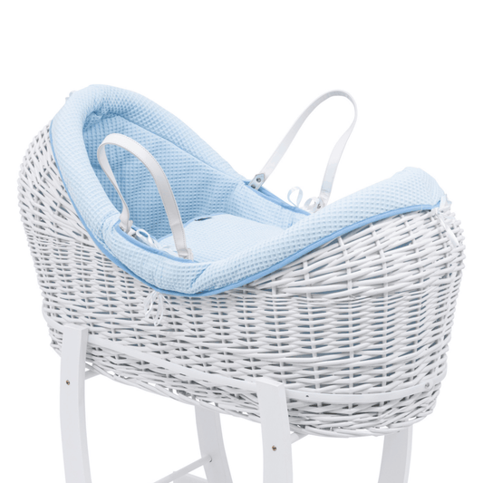 Pod Blue Waffle Moses Basket Bedding Set