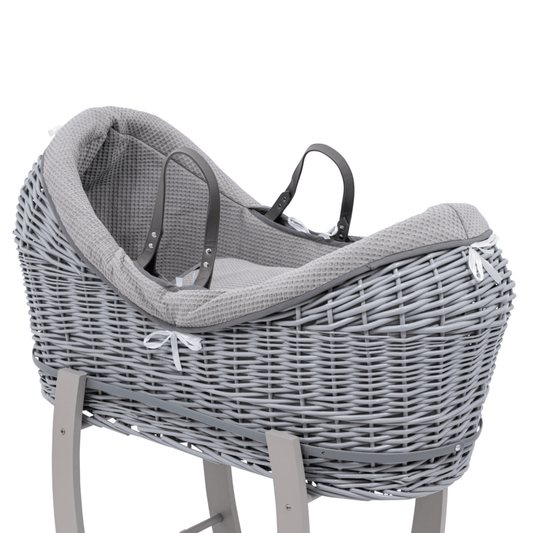 Pod Grey Waffle Moses Basket Bedding Set