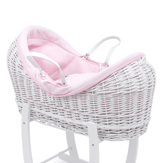 Pod Pink Waffle Moses Basket Bedding Set