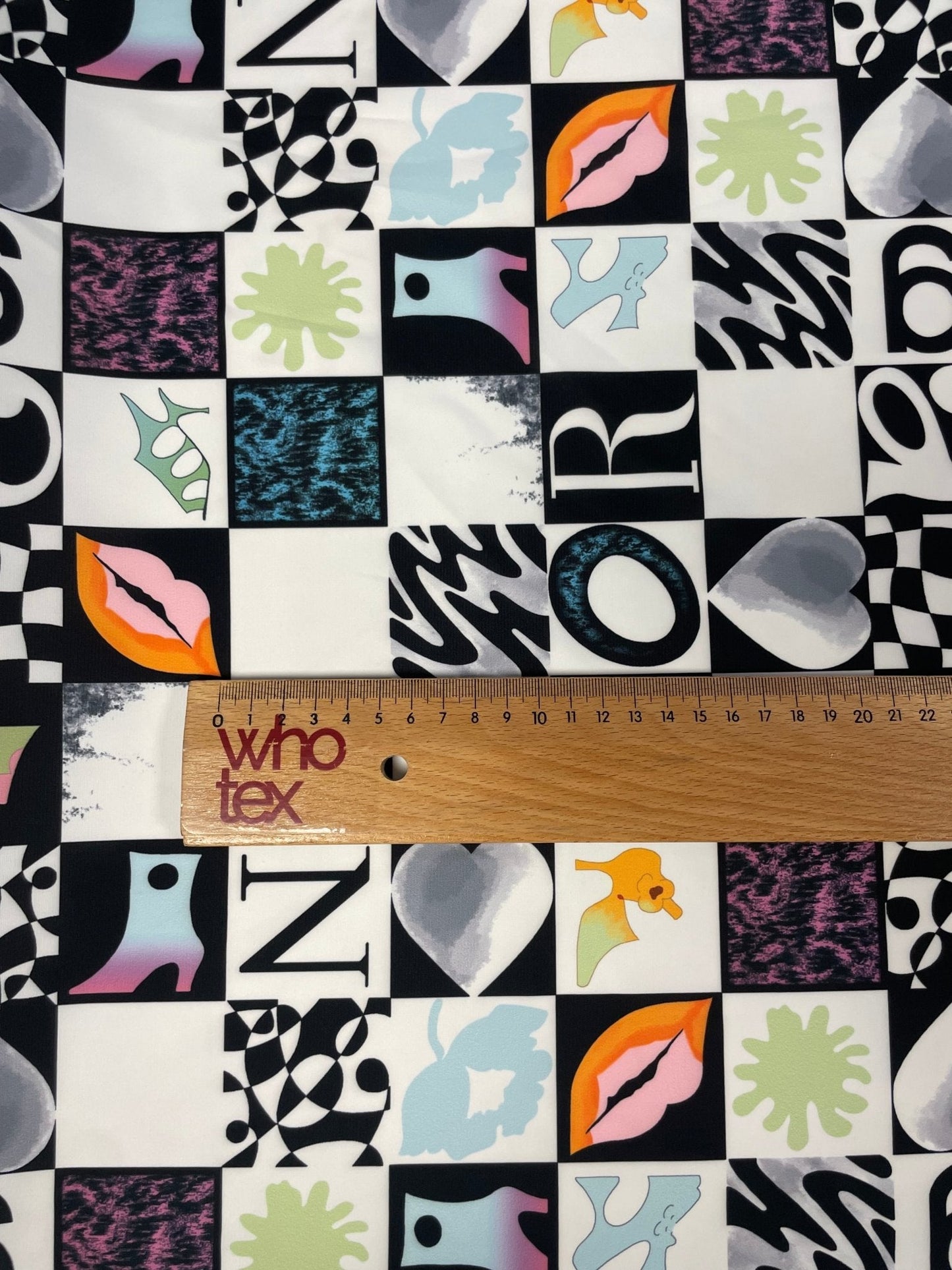 Pop Art Checkered Crepe Fabric by the Metre – Retro Fashion Style