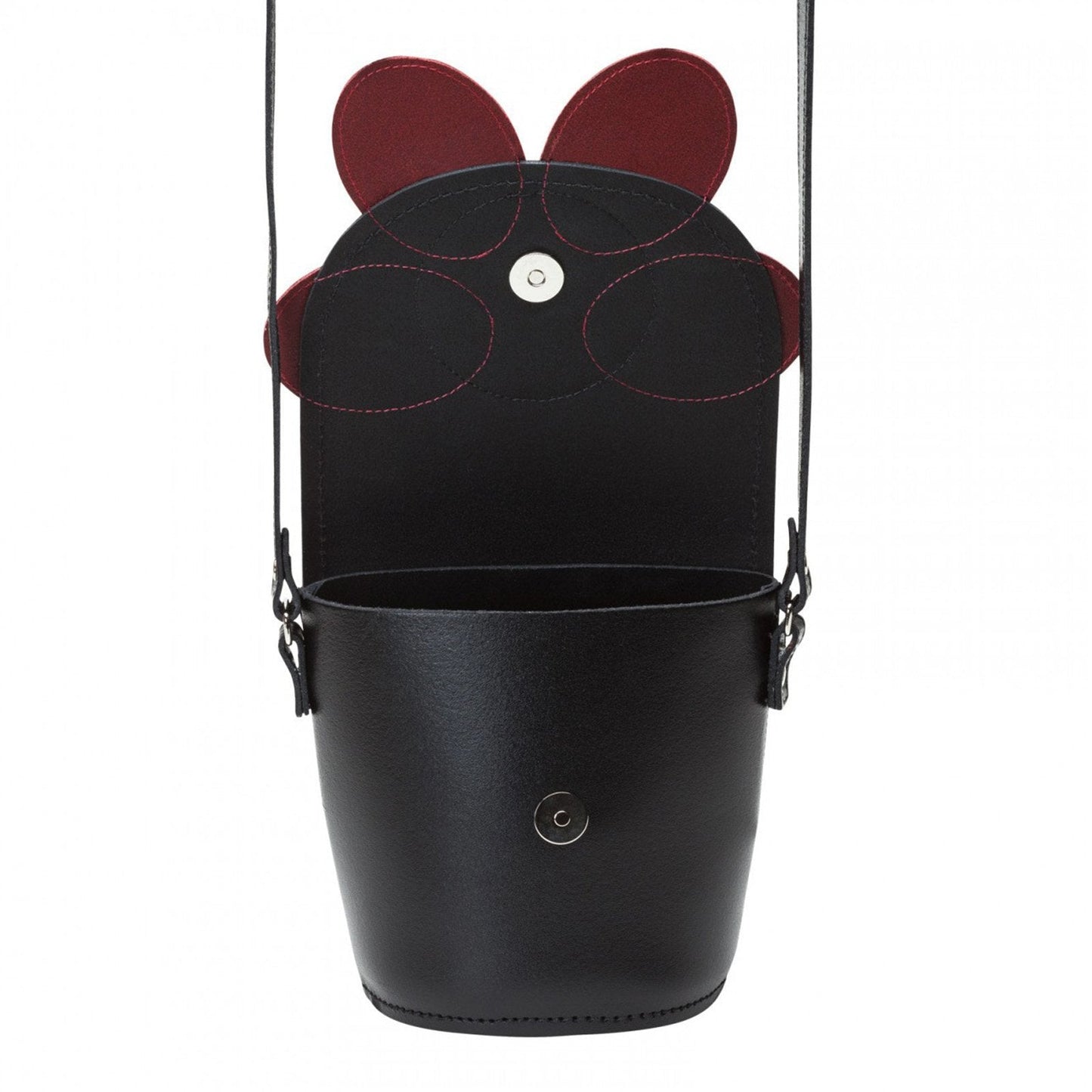 Handmade Leather Daisy Barrel Bag - Poppy - Red