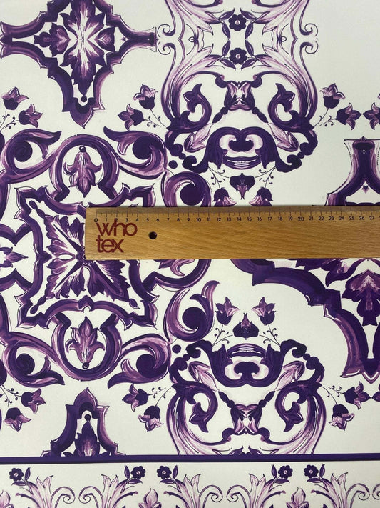 Purple Baroque Floral Pattern Fabric – Multiple Fabric Options, Sold by Metre