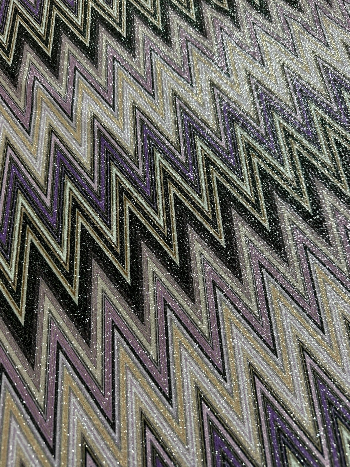 Purple Zigzag Knit Fabric - 4-Way Stretch Lurex Fabric