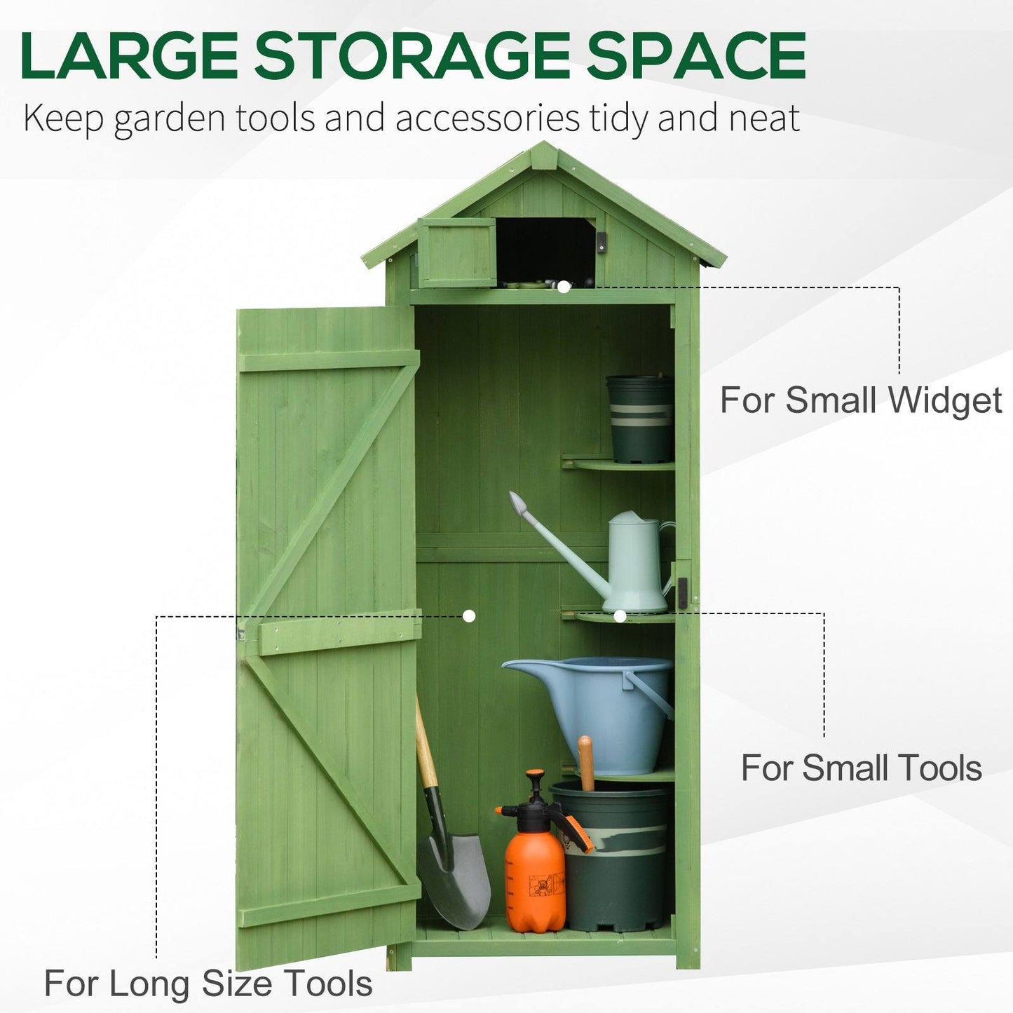 Rustica 179cm Single Door Apex Garden Store Fir Wood Green by Steadfast