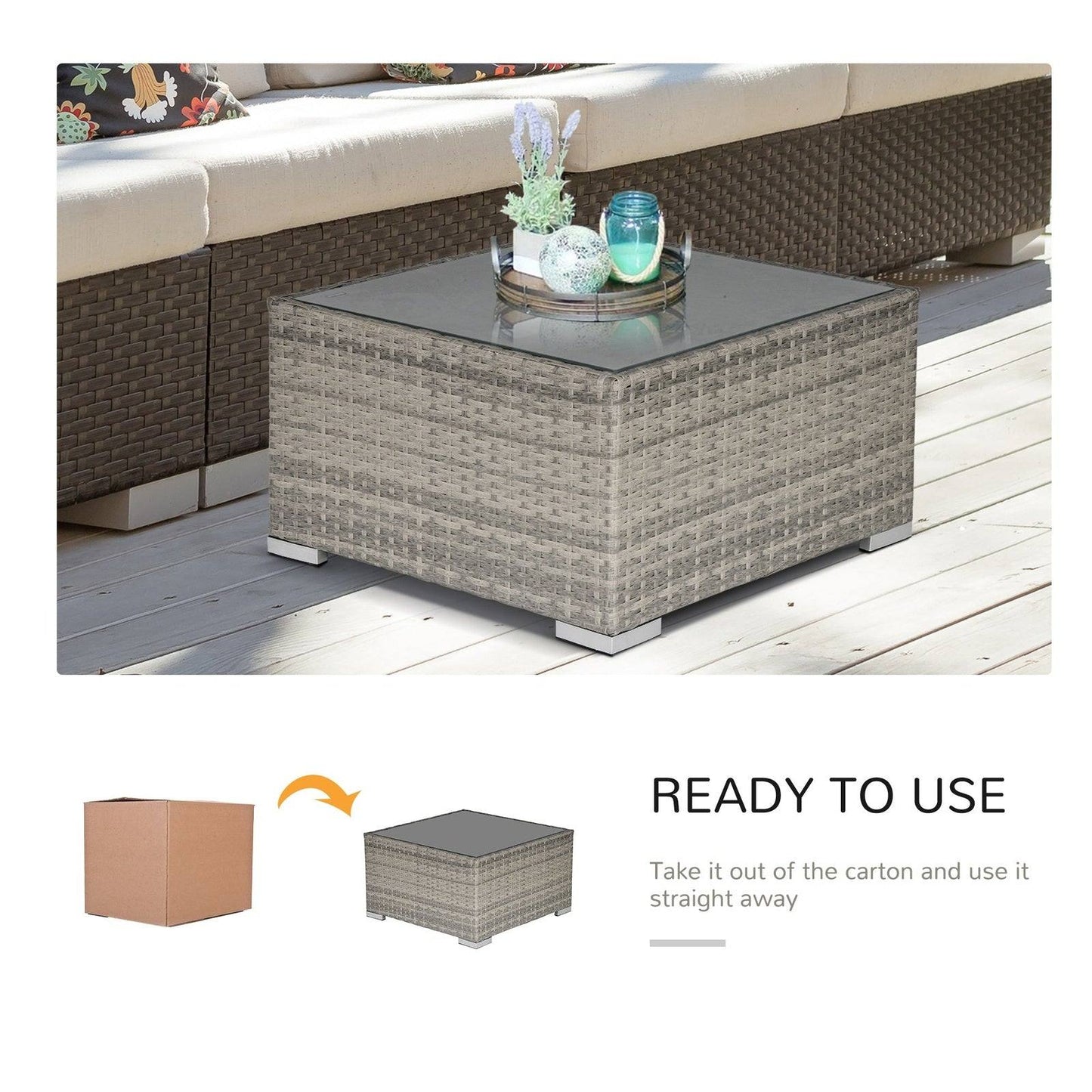 Square PE Wicker Rattan Table