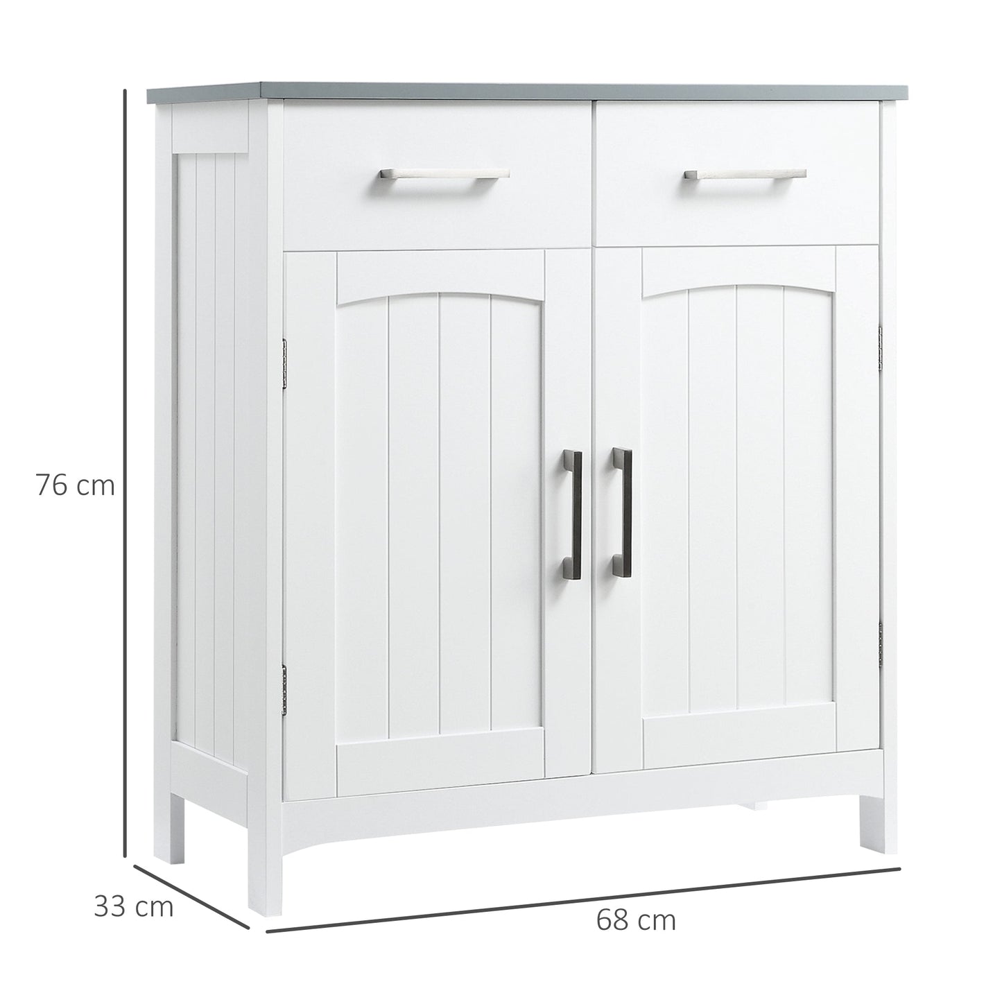 kleankin Freestanding Bathroom Cabinet with 2 Drawers 2 Doors Adjustable Shelf