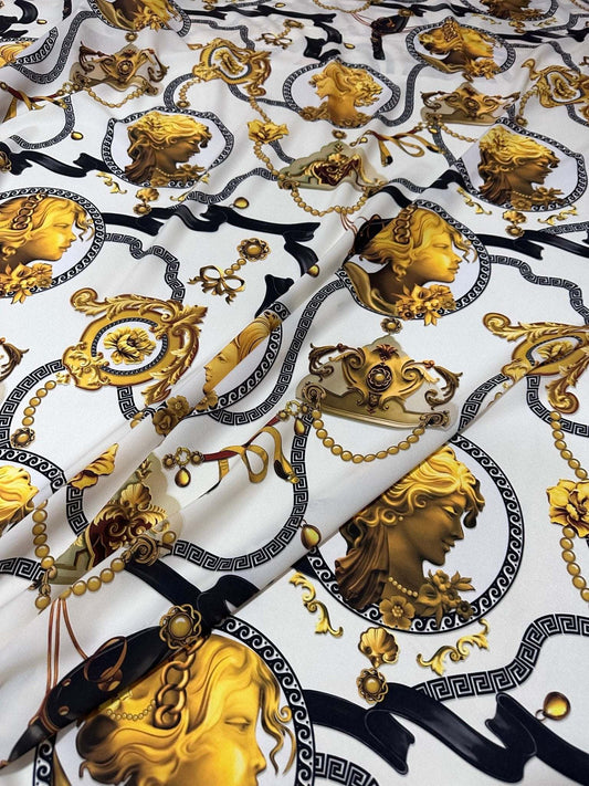 Queen and Rome Pattern Crepe Fabric – Custom Printed Fabric, Choose Material by Metre