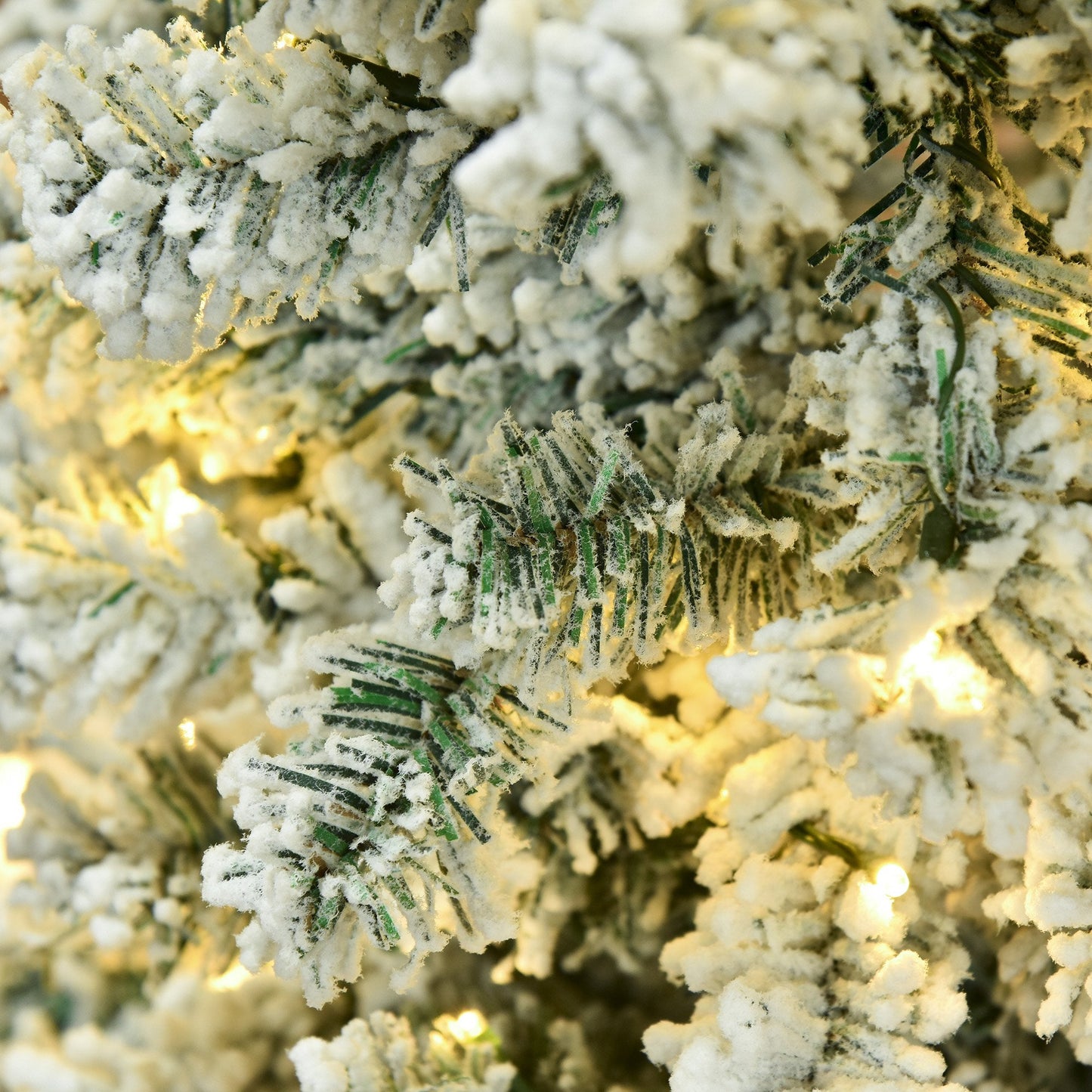 6FT Prelit Artificial Snow Flocked Christmas Tree with Warm White LED Light