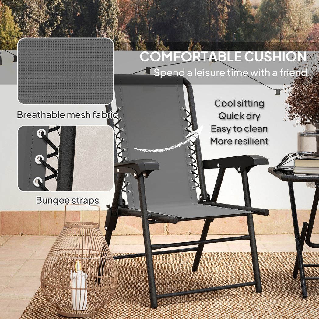 Outsunny 3 Pieces Folding Garden Bistro Set with Cup Holders