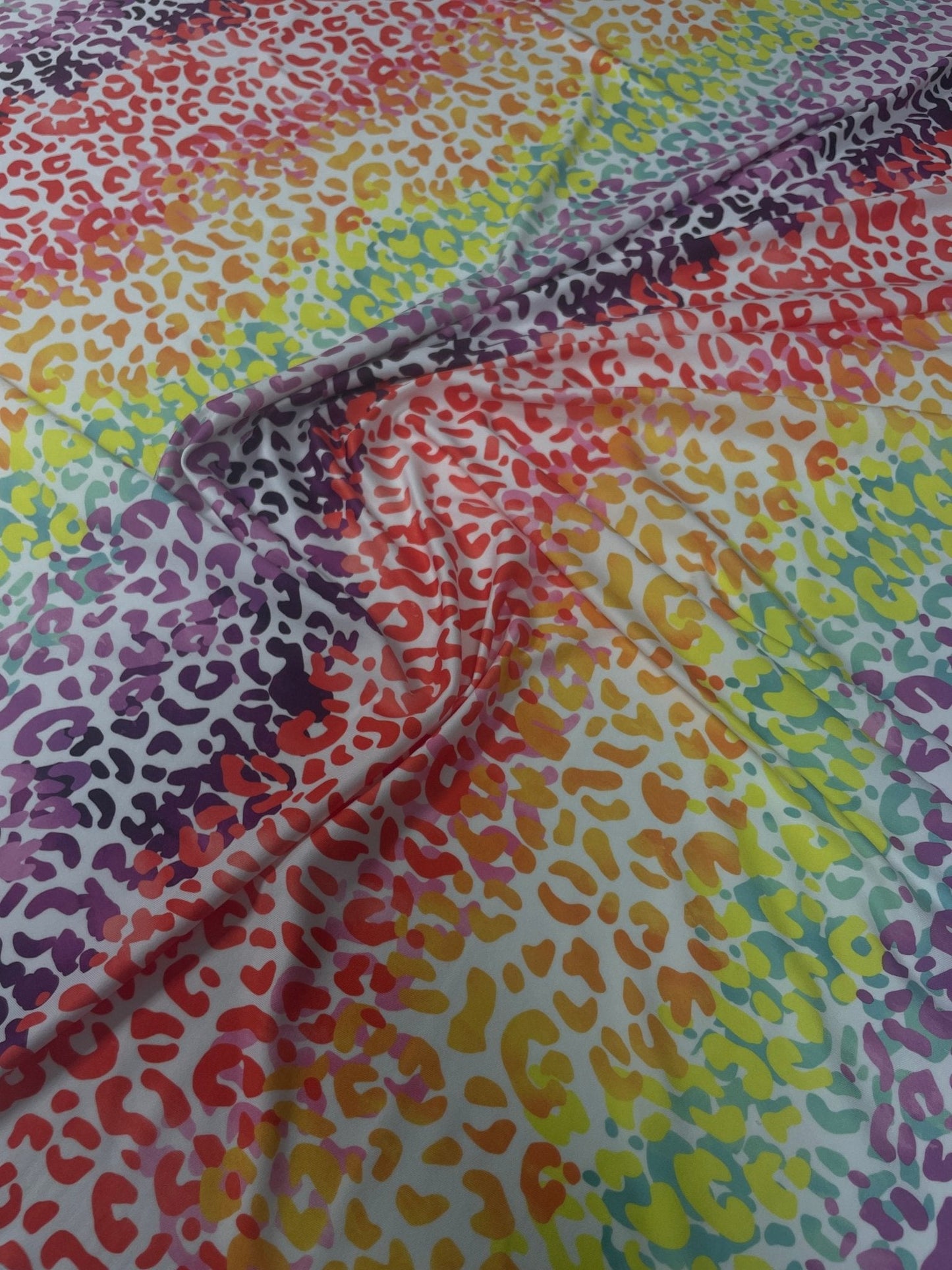 Rainbow Leopard Print Spandex Fabric by the Metre