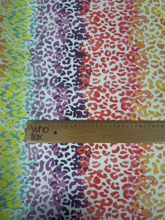 Rainbow Leopard Print Spandex Fabric by the Metre