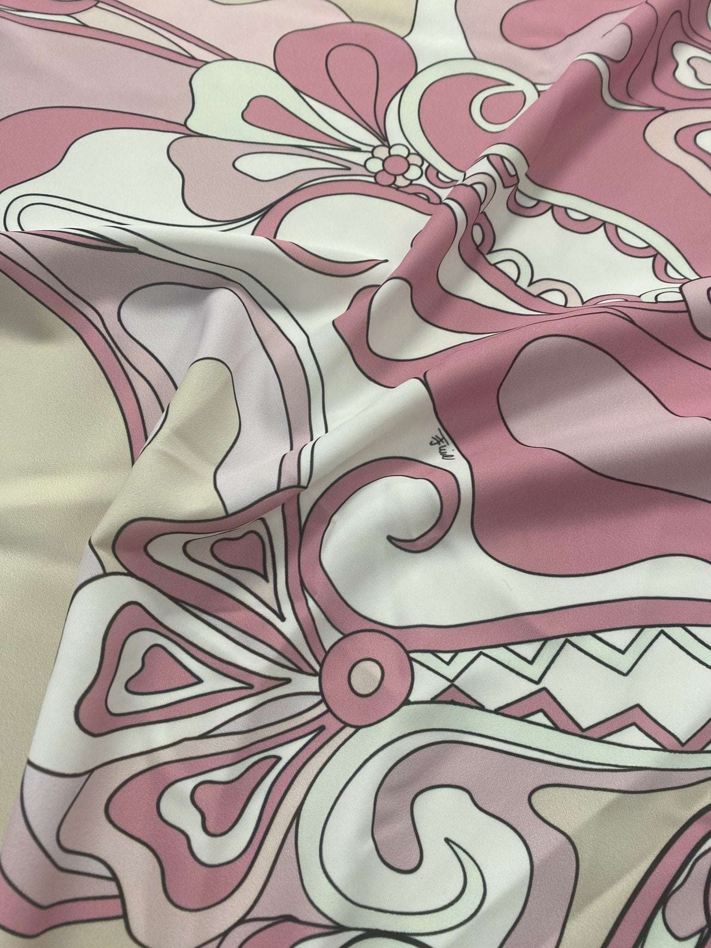 Retro Pink Abstract Floral Fabric – Custom Printed Fabric, Choose Material by Metre