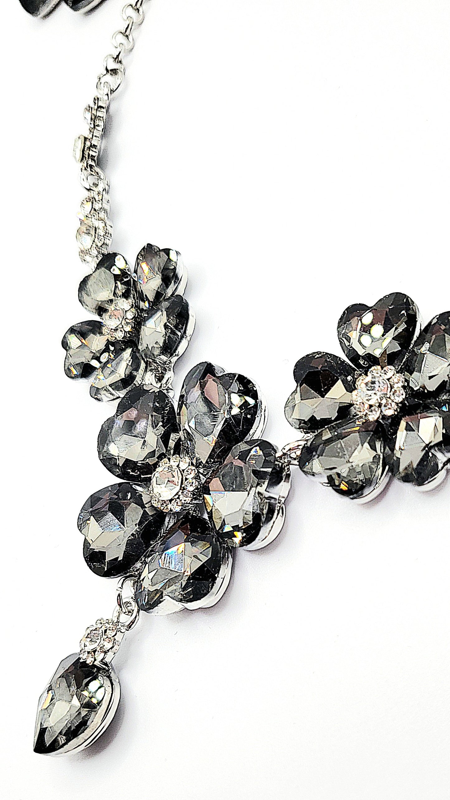 Flower Cluster Crystal Necklace & Earrings Set