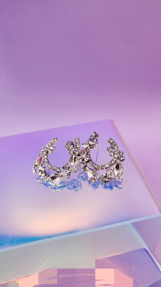 U Shape Crystal Stud Earrings