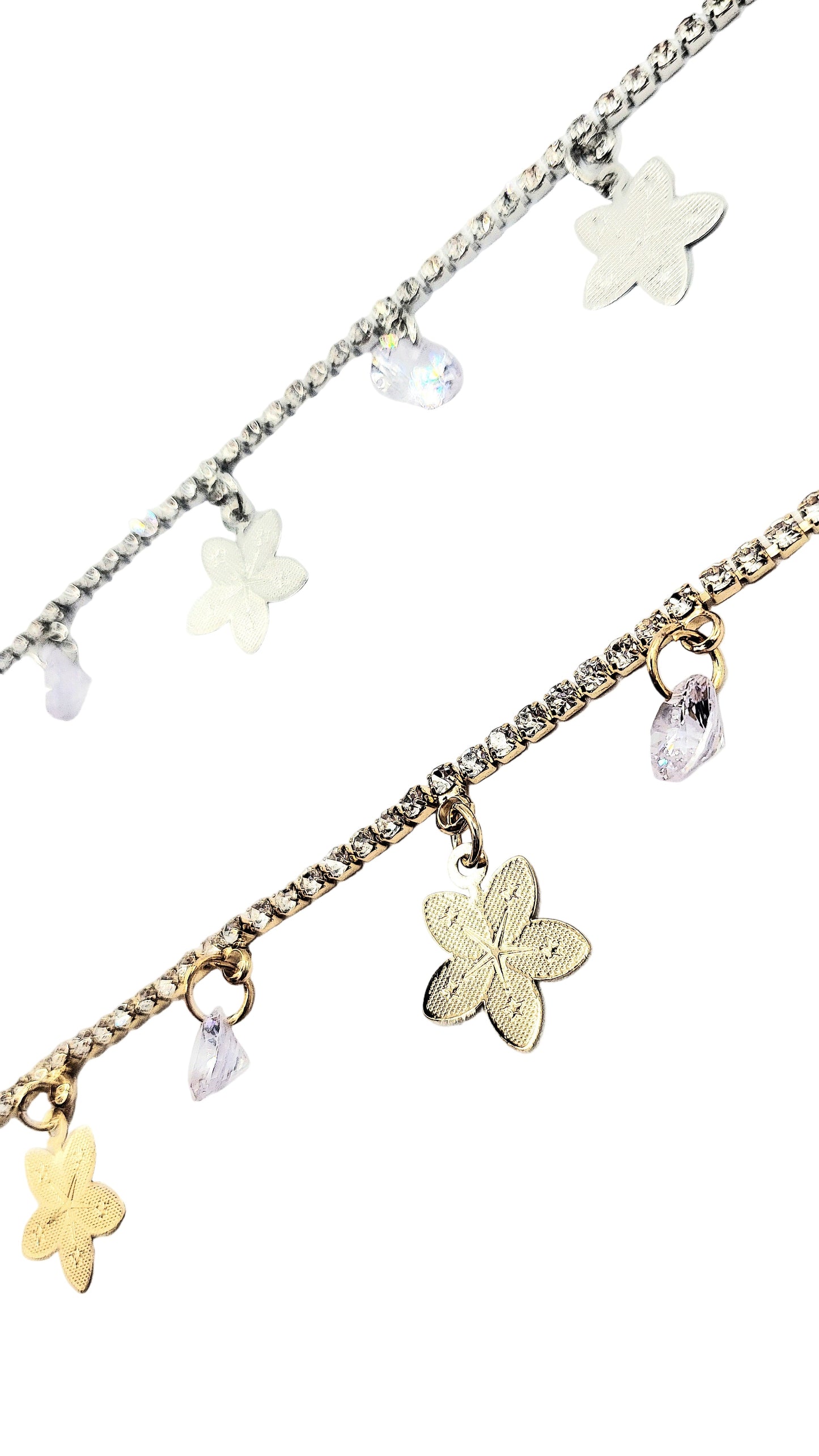 Flower Crystal Charm Anklet