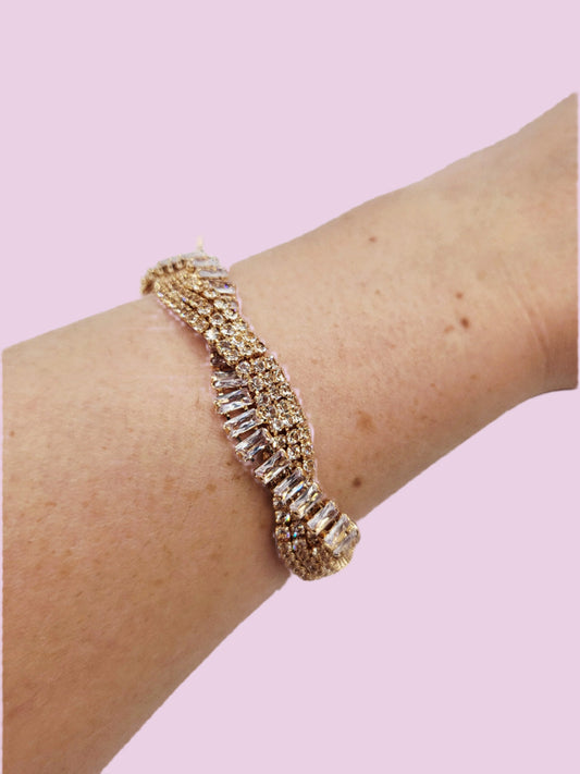Twisted Baguette Cut Crystal Bracelet