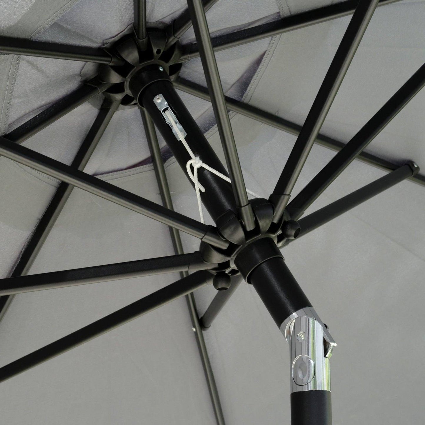 Outsunny 2.66M Patio Umbrella Garden Parasol Outdoor Sun Shade Table Umbrella With Ruffles 8 Sturdy Ribs Charcoal Grey