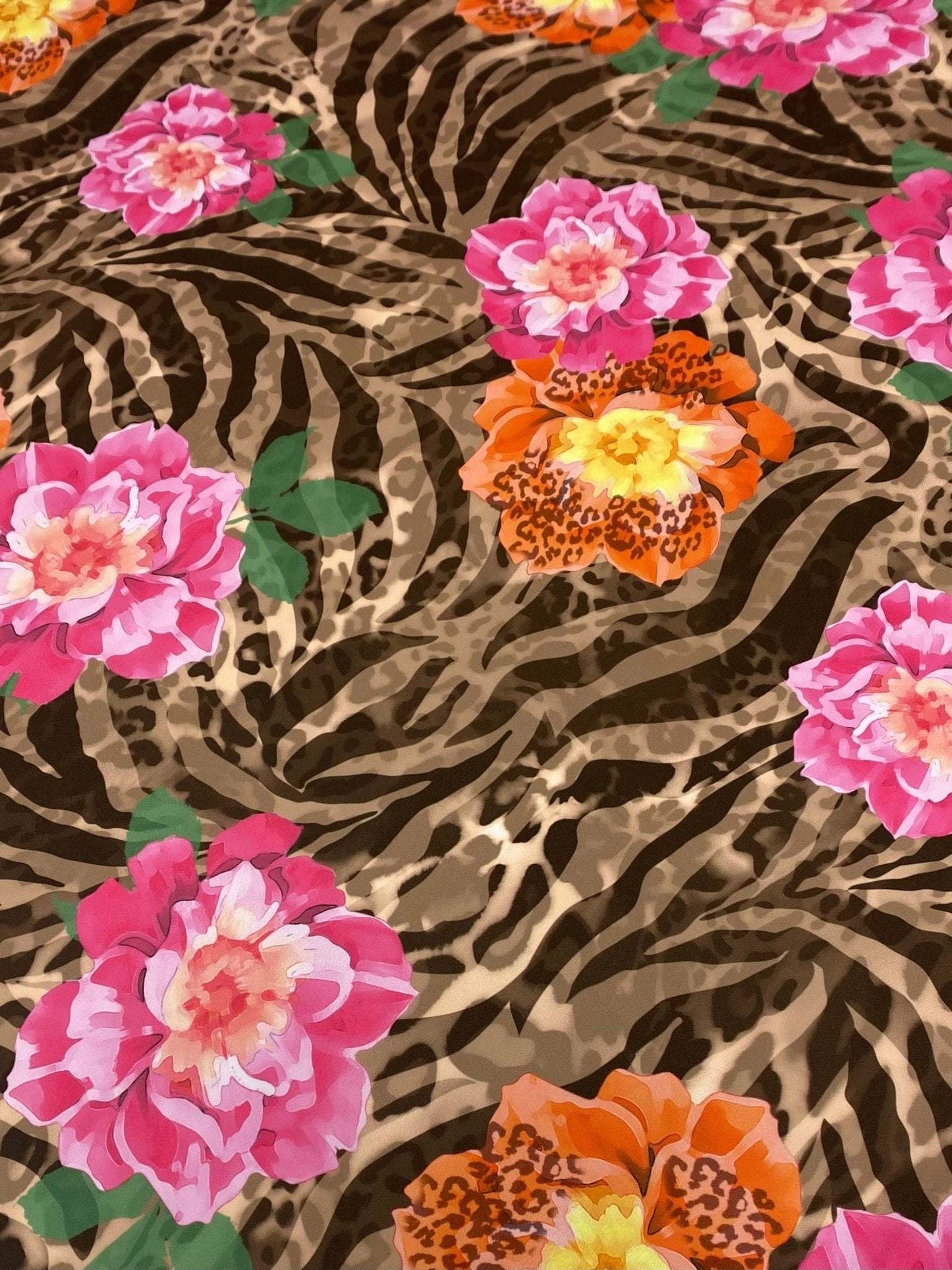 Rose Leopard  Baroque Fabric – Custom Printed Fabric, Choose Material by Metre