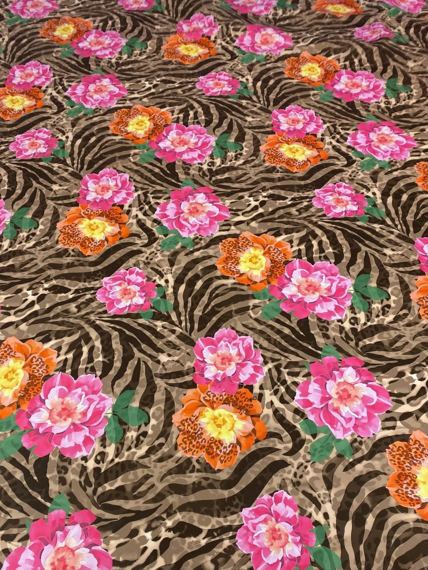 Rose Leopard  Baroque Fabric – Custom Printed Fabric, Choose Material by Metre